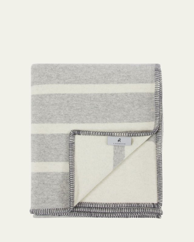 Optical Double-Face Reversible Wool/Cashmere Throw, 51" x 70"